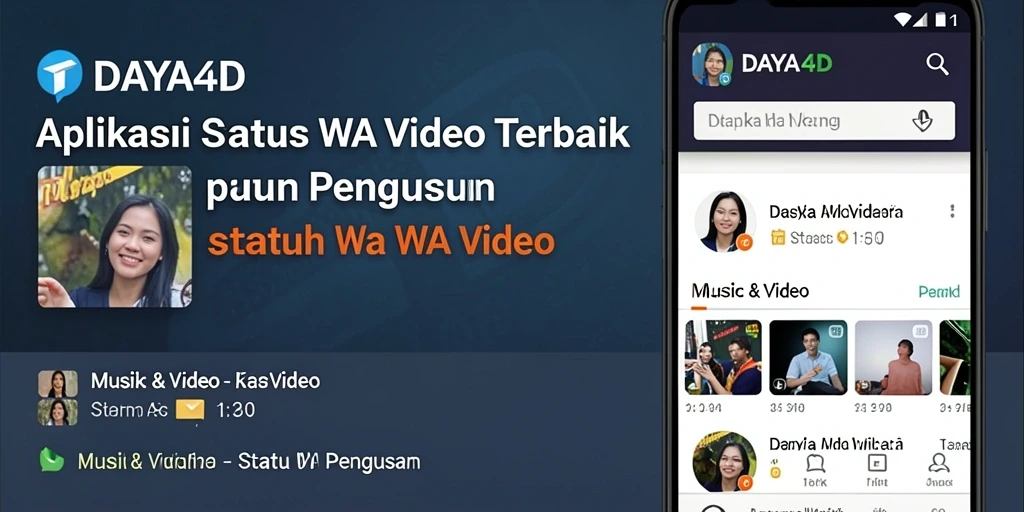 Tampilan antarmuka aplikasi DAYA4D dengan pilihan video status menarik.