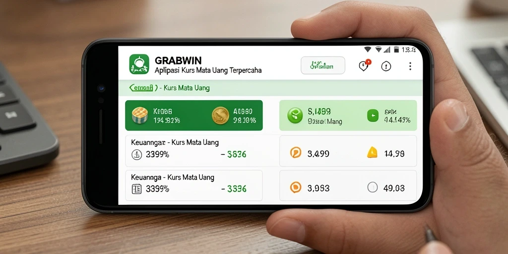 Antarmuka GRABWIN menampilkan nilai tukar dan grafik perubahan mata uang.