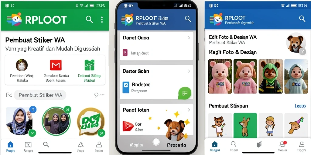 Screenshot aplikasi RPLOOT menunjukkan antarmuka Pembuat Stiker WA yang menarik.