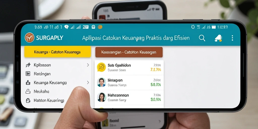 Antarmuka aplikasi SURGAPLY untuk Catatan Keuangan yang intuitif.
