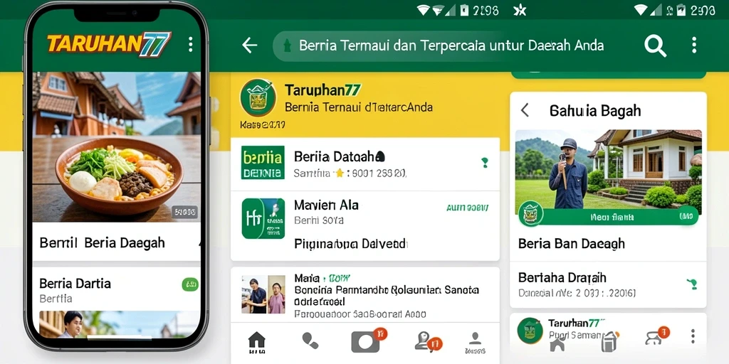 Antarmuka aplikasi TARUHAN77 yang menarik dengan berita terkini daerah.