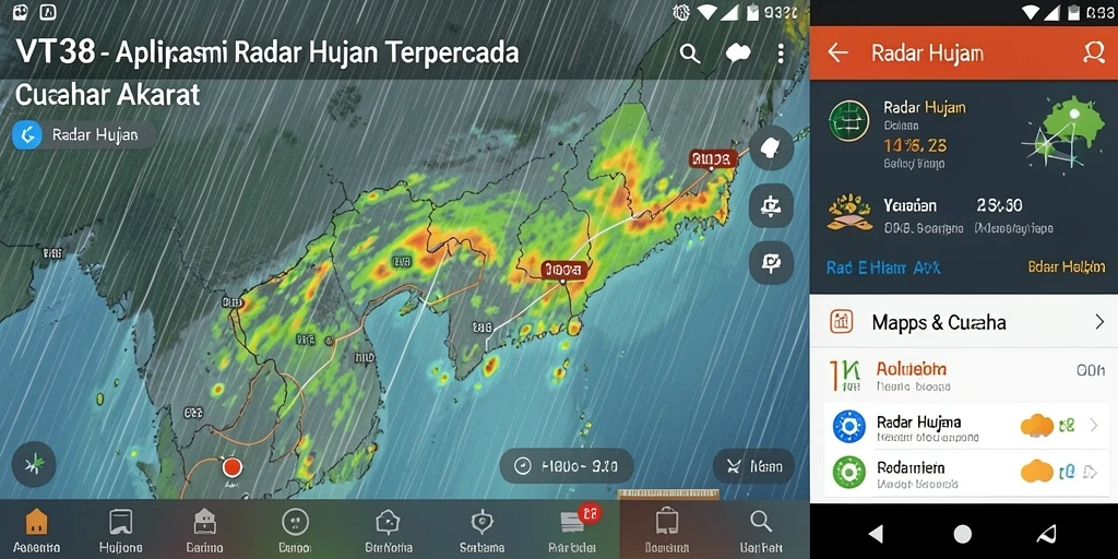 Antarmuka VT38 menampilkan radar hujan yang akurat dan informasi cuaca terkini.